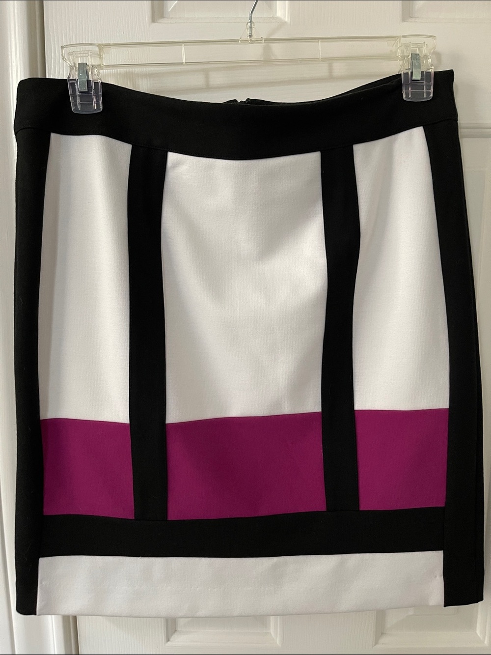 Premise White, Black & Magenta Colorblock Pencil Skirt
